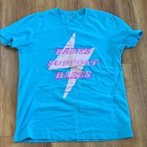 Babes support babes baby blue Barbie pink tee